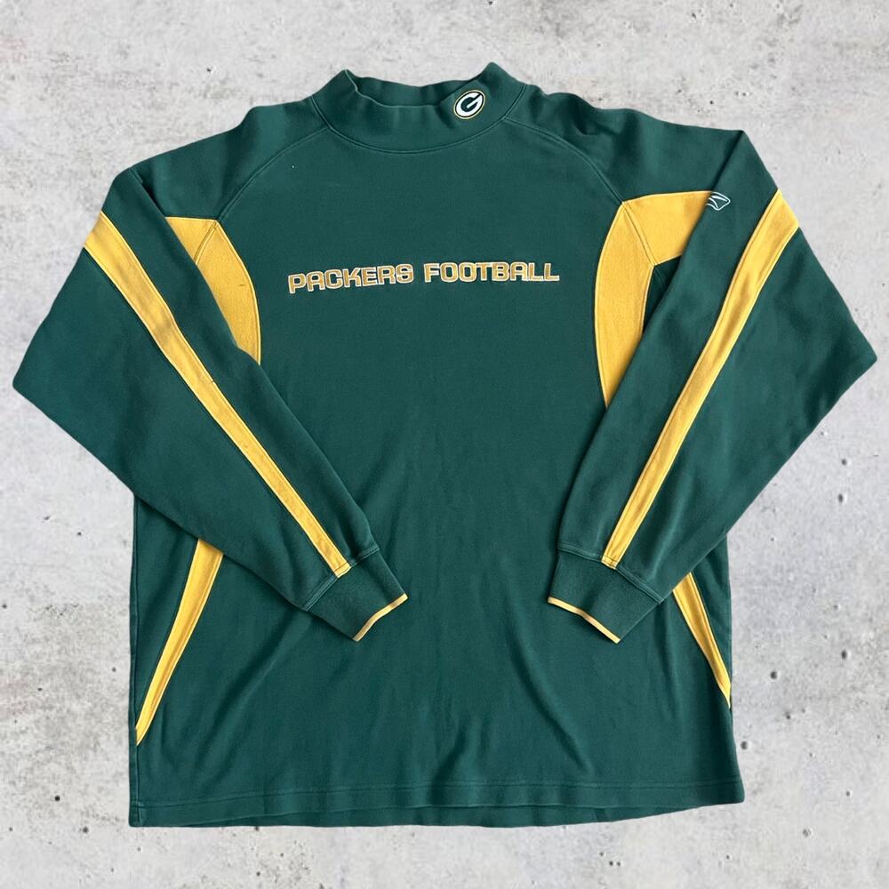 Vintage GreenBay Packers Adult L Large Green Long Sleeve Reebok Embroidered Mens
